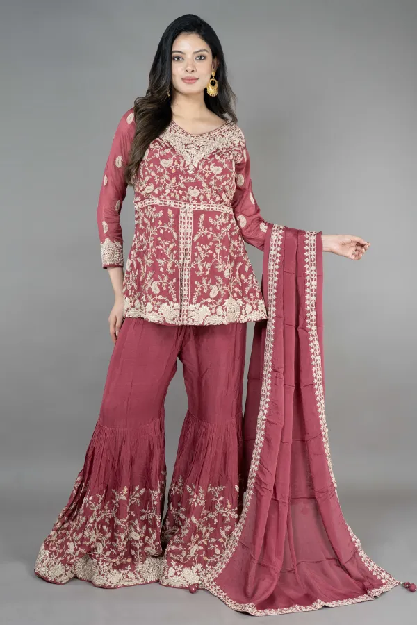 R.gold Short Paplom middle cut with Gharara